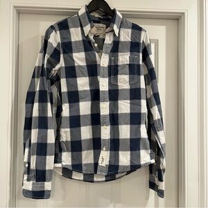 A&F Blue and White Plaid Button Down Shirt